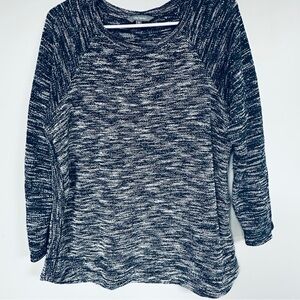 Daisy Fuentes Sweater Cotton Blend Long Sleeve Navy Blue and White Size XL